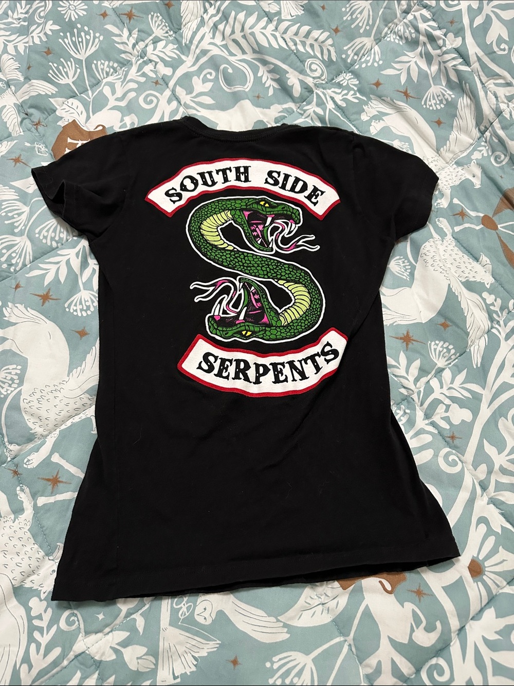 Ripple Junction Black Tee with Green Snake and Red Accents